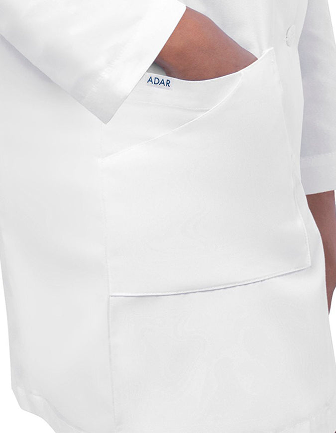 Adar 36 Inch Women's Three Pocket Slim-Fit Long Lab Coat - white