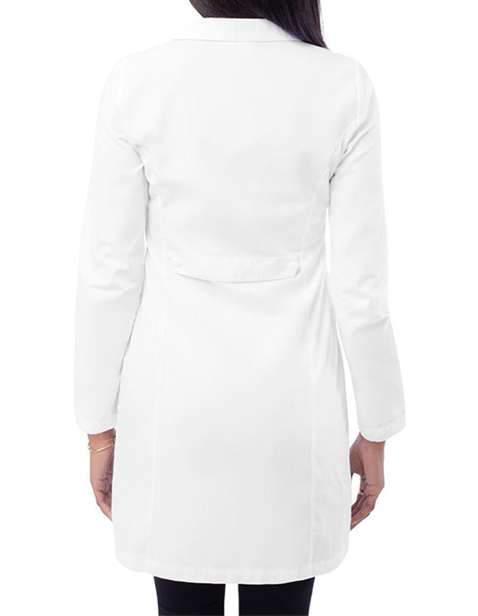 Adar 36 Inch Women's Three Pocket Slim-Fit Long Lab Coat - white