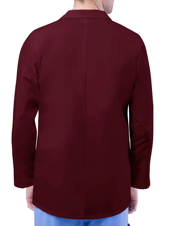 Adar 30 Inch Unisex Three Pocket Consultation Short Lab Coat - Burgundy