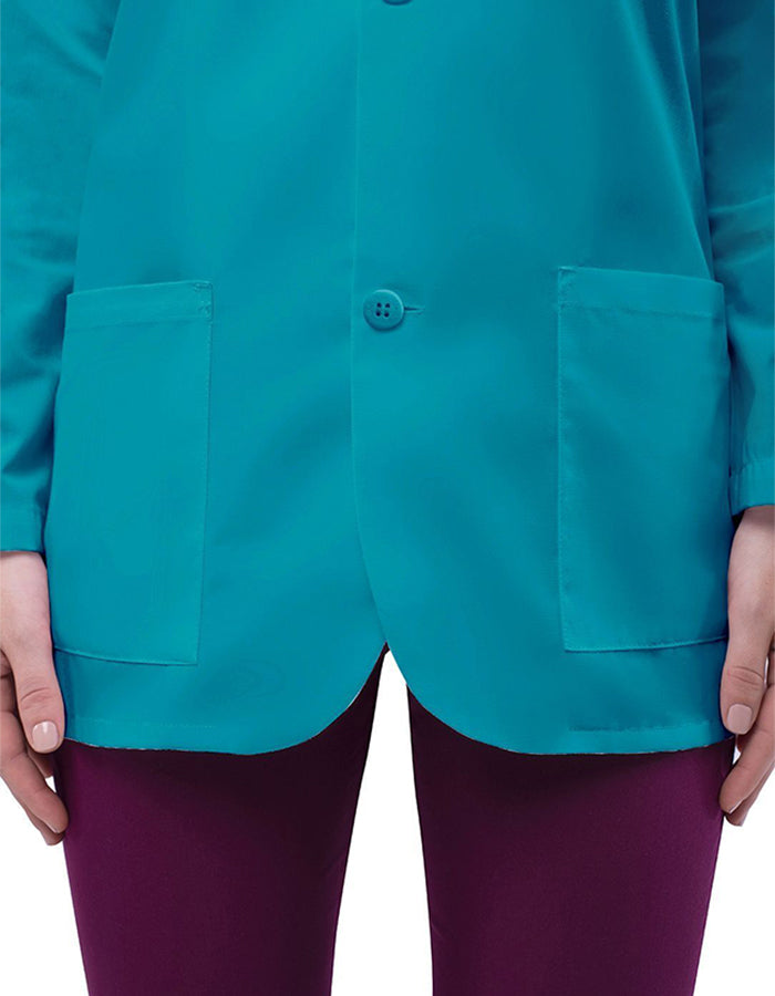 Adar 30 Inch Unisex Three Pocket Consultation Short Lab Coat - Teal 