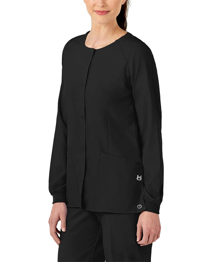 WonderWink W123 Women's Crew Neck Warm Up Jacket - Black