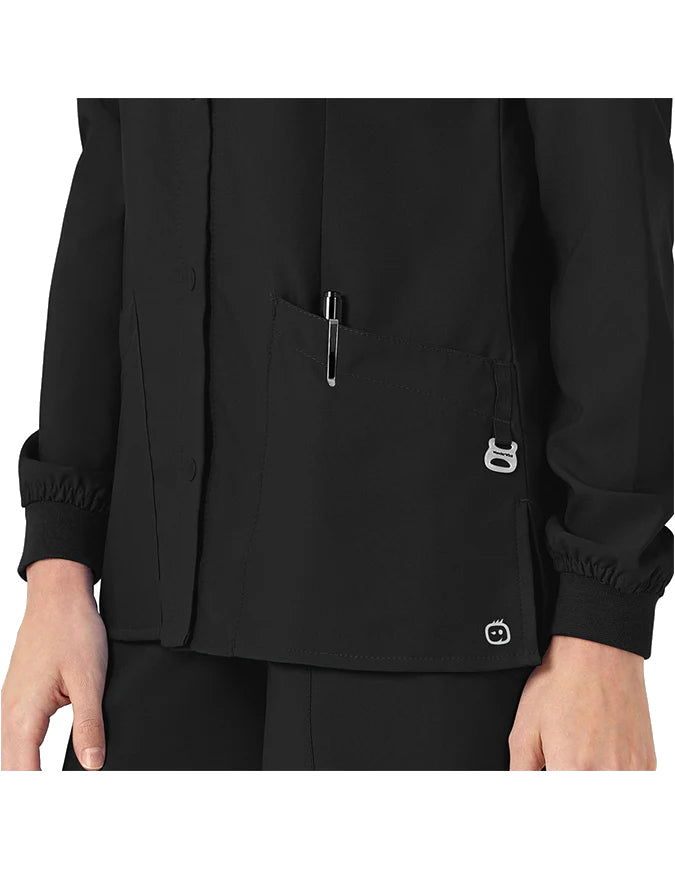 WonderWink W123 Women's Crew Neck Warm Up Jacket - Black