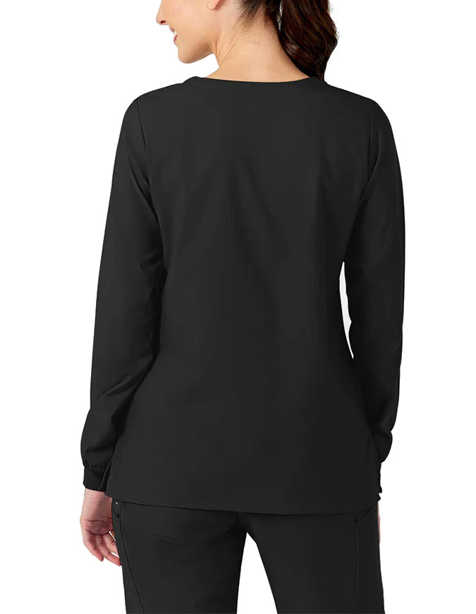 WonderWink W123 Women's Crew Neck Warm Up Jacket - Black