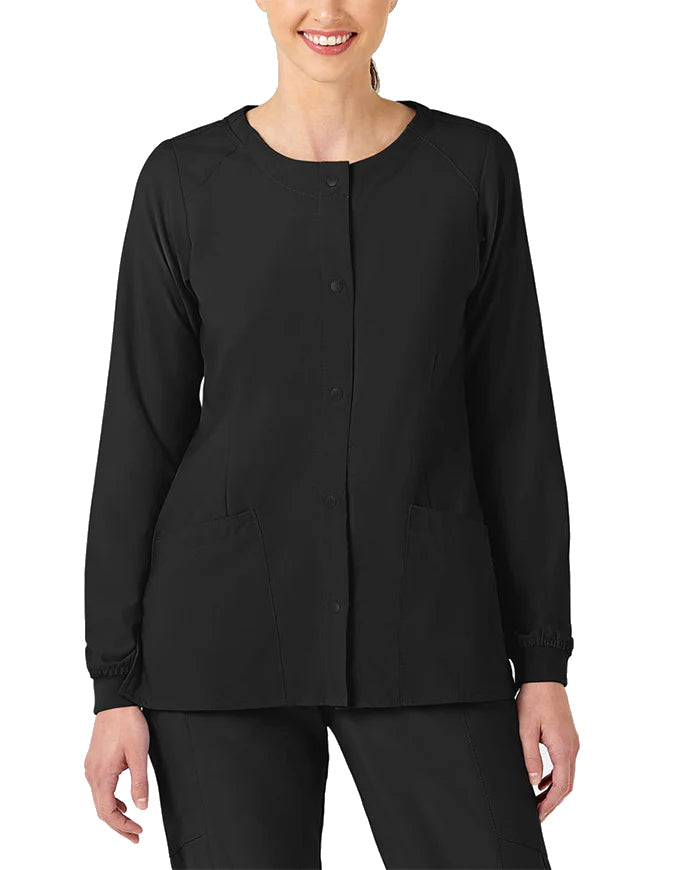 WonderWink W123 Women's Crew Neck Warm Up Jacket - Black