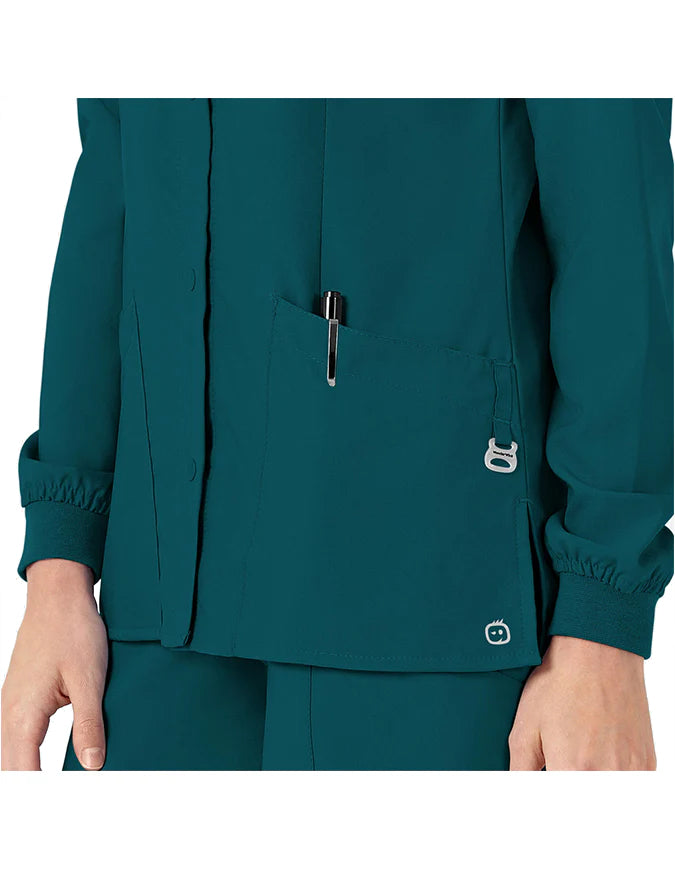 WonderWink W123 Women's Crew Neck Warm Up Jacket - Caribbean Blue