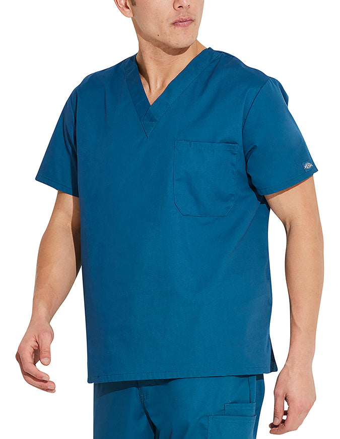 Dickies EDS Signature Unisex V-Neck Scrub Top - Caribbean Blue