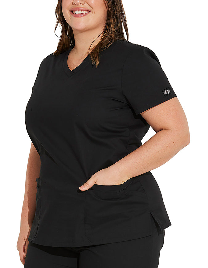 Dickies 26 Inch EDS Signature Women's V-Neck Scrub Top - Black