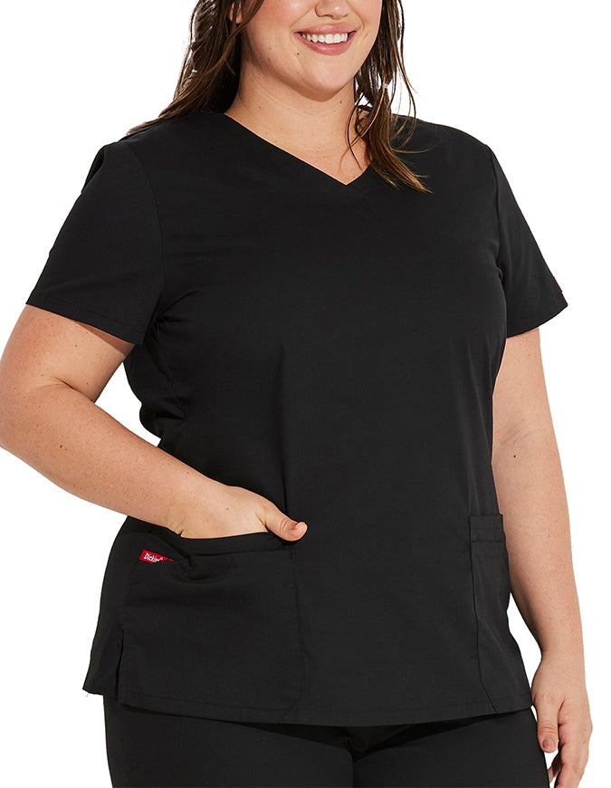 Dickies 26 Inch EDS Signature Women's V-Neck Scrub Top - Black