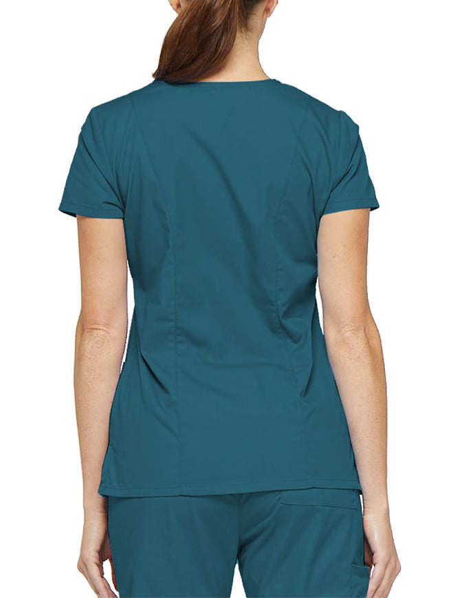 Dickies 26 Inch EDS Signature Women's V-Neck Scrub Top - Caribbean Blue