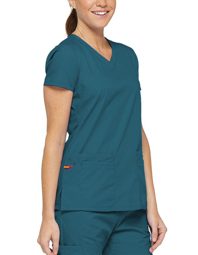 Dickies 26 Inch EDS Signature Women's V-Neck Scrub Top - Caribbean Blue