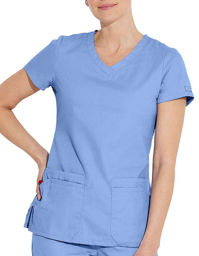 Dickies 26 Inch EDS Signature Women's V-Neck Scrub Top - Ciel Blue