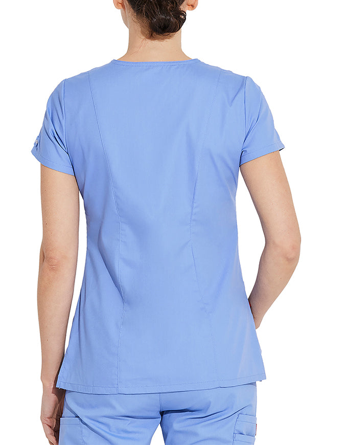 Dickies 26 Inch EDS Signature Women's V-Neck Scrub Top - Ciel Blue