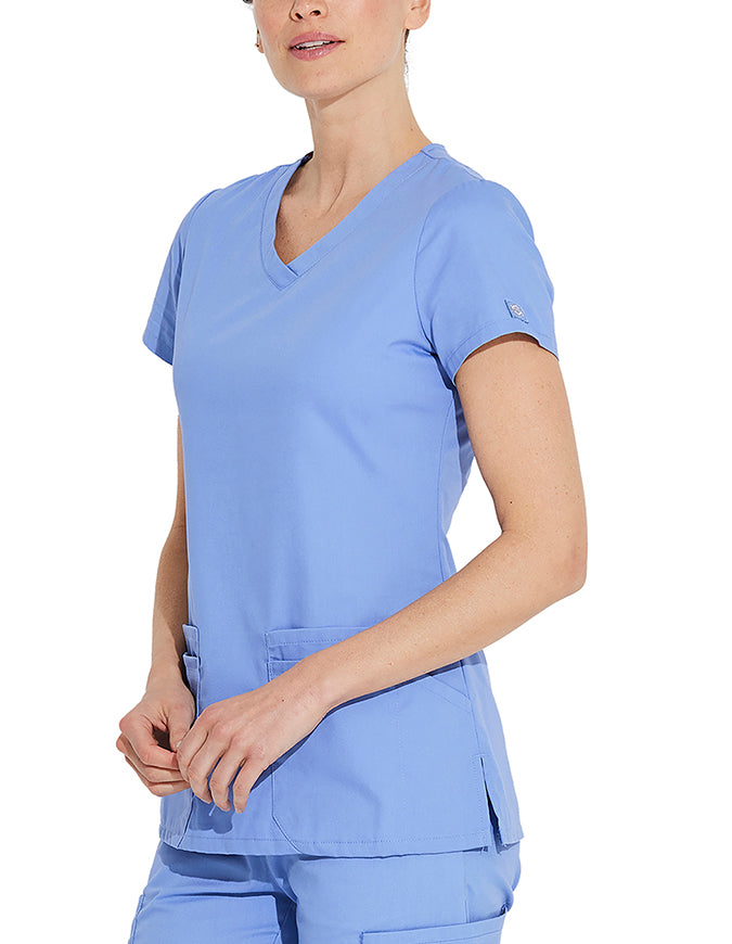 Dickies 26 Inch EDS Signature Women's V-Neck Scrub Top - Ciel Blue