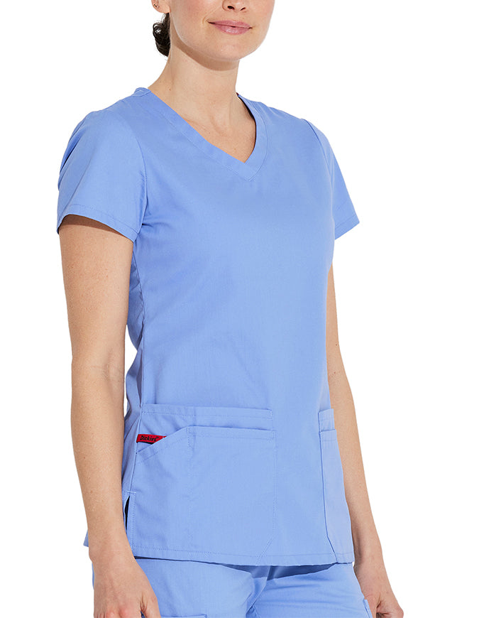 Dickies 26 Inch EDS Signature Women's V-Neck Scrub Top - Ciel Blue