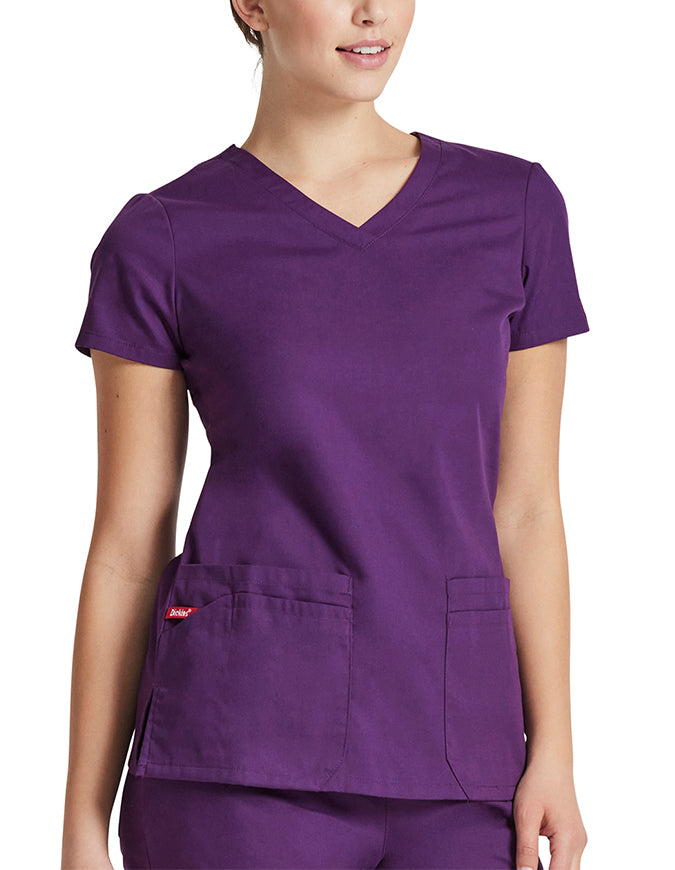 Dickies 26 Inch EDS Signature Women's V-Neck Scrub Top - Eggplant