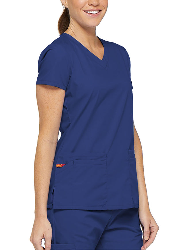 Dickies 26 Inch EDS Signature Women's V-Neck Scrub Top - Galaxy Blue