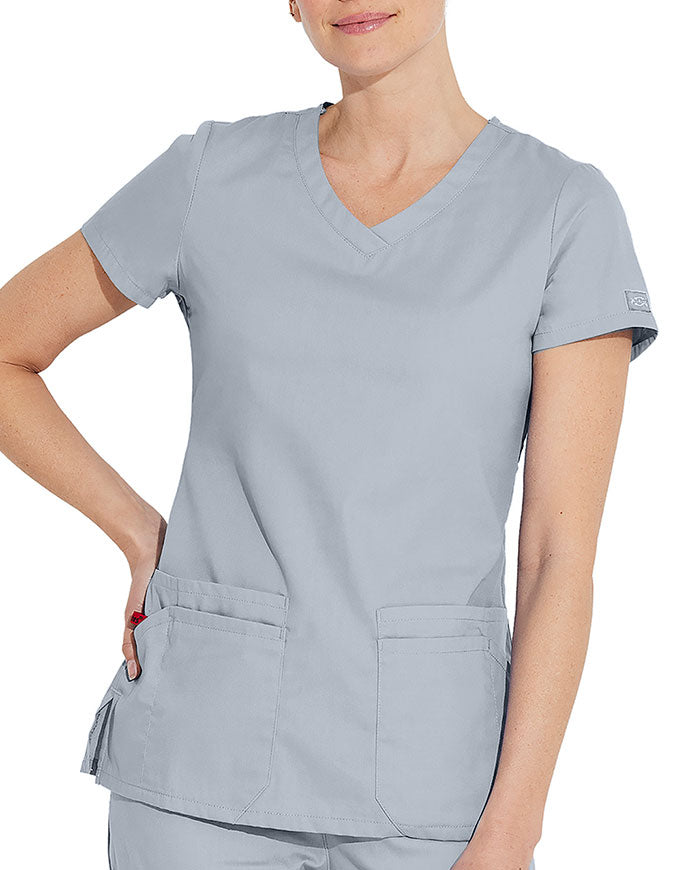 Dickies 26 Inch EDS Signature Women's V-Neck Scrub Top - Grey