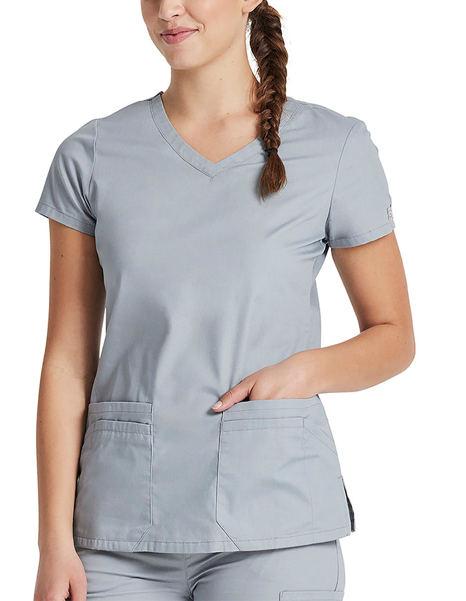 Dickies 26 Inch EDS Signature Women's V-Neck Scrub Top - Grey