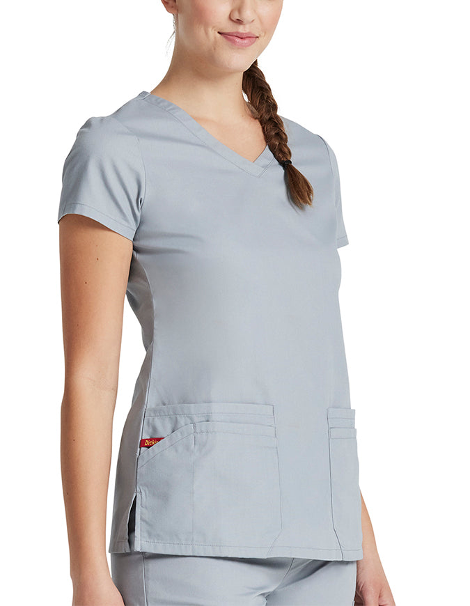 Dickies 26 Inch EDS Signature Women's V-Neck Scrub Top - Grey