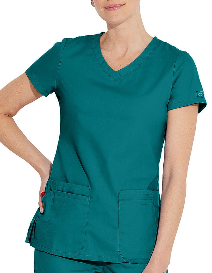 Dickies 26 Inch EDS Signature Women's V-Neck Scrub Top - RoyalDickies 26 Inch EDS Signature Women's V-Neck Scrub Top - Teal Blue