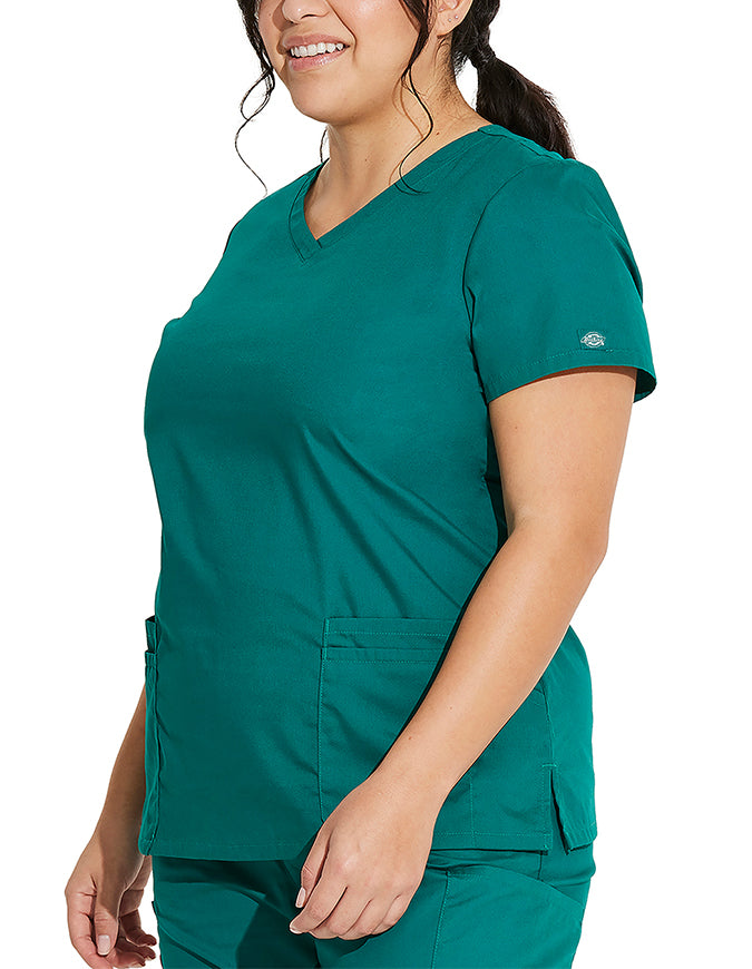 Dickies 26 Inch EDS Signature Women's V-Neck Scrub Top - Hunter Green