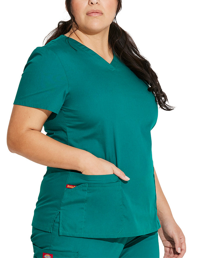 Dickies 26 Inch EDS Signature Women's V-Neck Scrub Top - Hunter Green