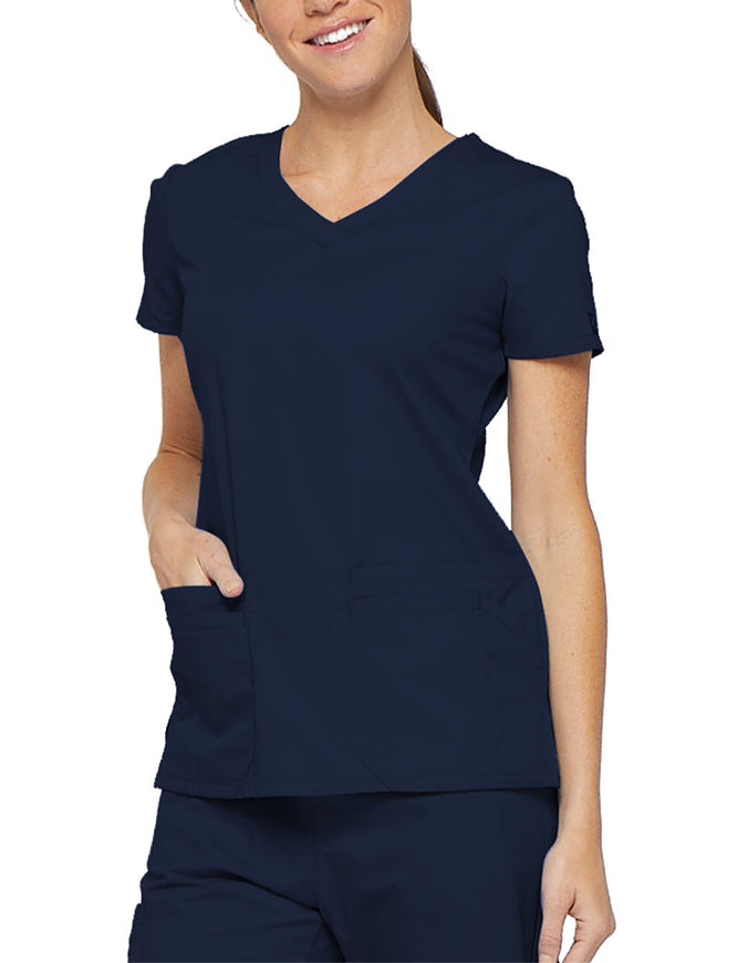 Dickies 26 Inch EDS Signature Women's V-Neck Scrub Top - Navy Blue