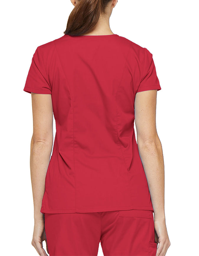 Dickies 26 Inch EDS Signature Women's V-Neck Scrub Top - Red