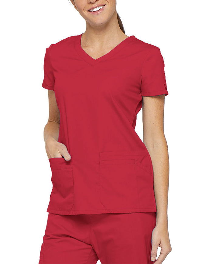 Dickies 26 Inch EDS Signature Women's V-Neck Scrub Top - Red