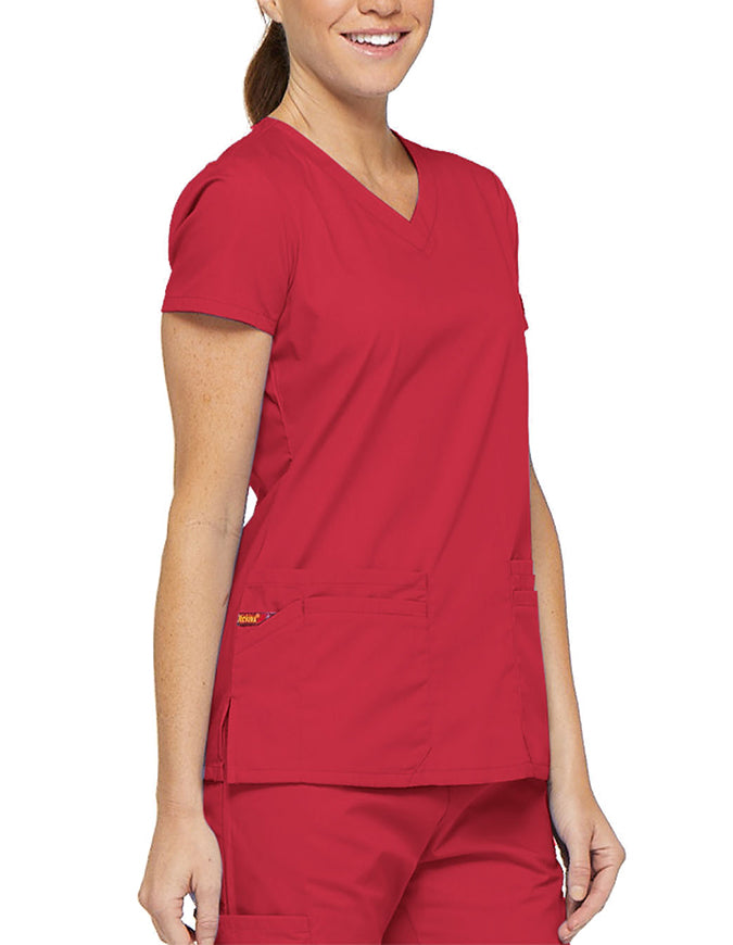 Dickies 26 Inch EDS Signature Women's V-Neck Scrub Top - Red