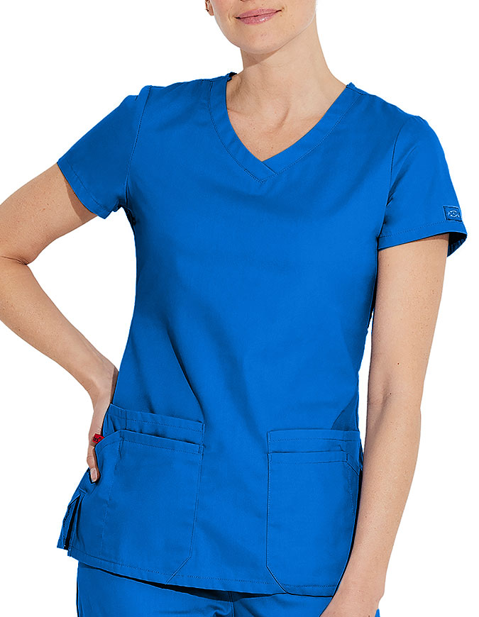 Dickies 26 Inch EDS Signature Women's V-Neck Scrub Top - Royal