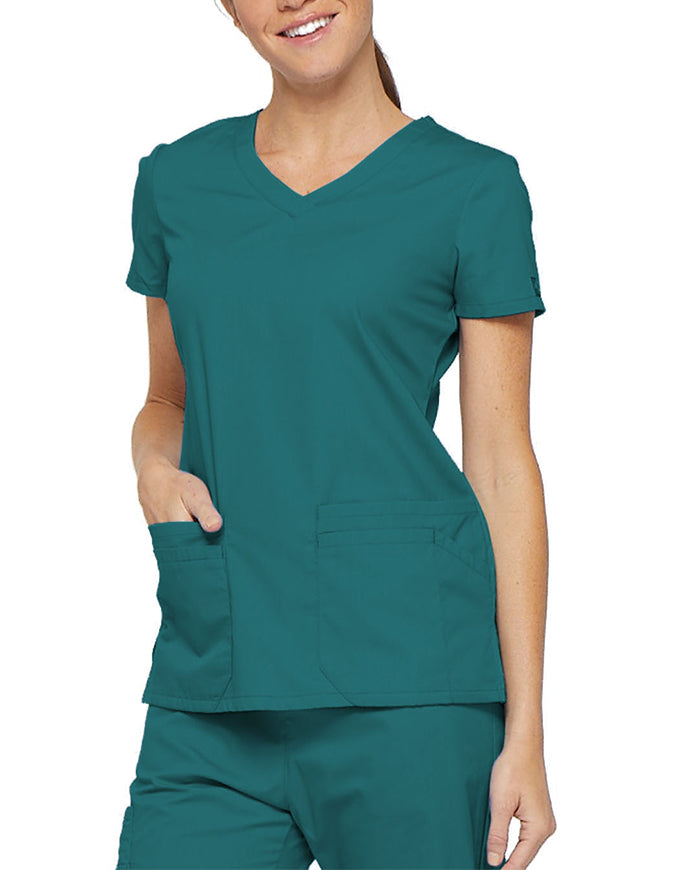 Dickies 26 Inch EDS Signature Women's V-Neck Scrub Top - RoyalDickies 26 Inch EDS Signature Women's V-Neck Scrub Top - Teal Blue