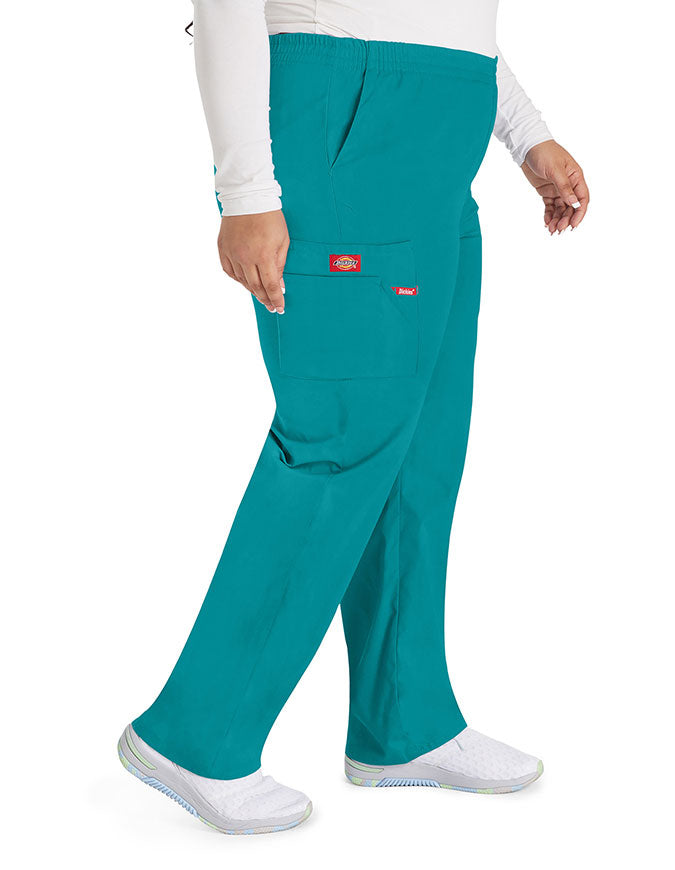 Dickies 30.5 Inch EDS Signature Women's Elastic Waist Pull-On Scrub Pant - Teal Blue