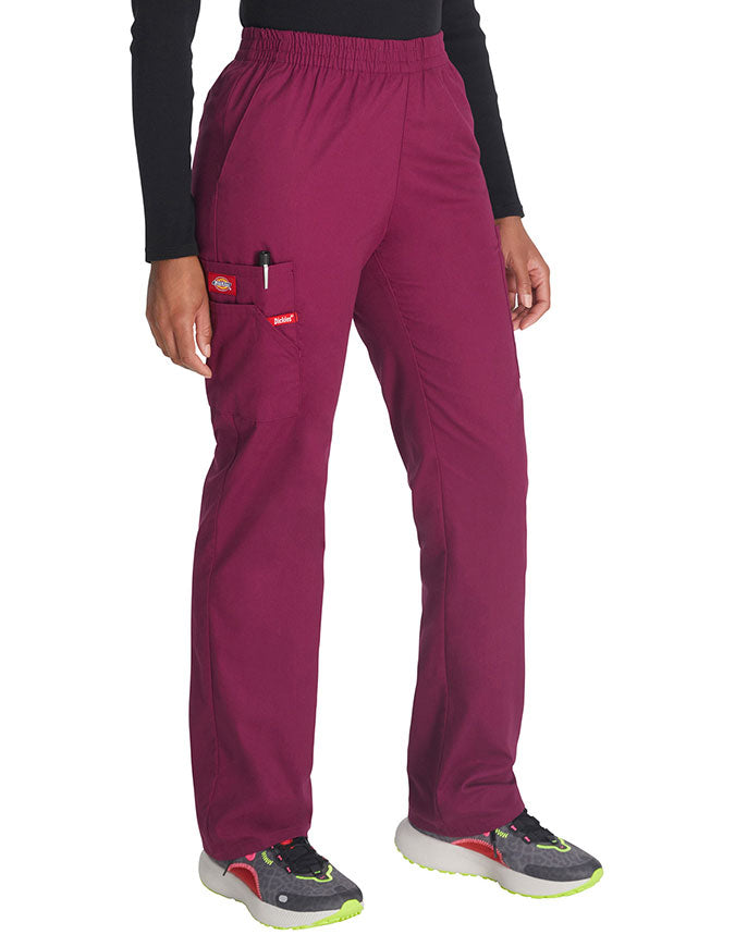 Dickies 30.5 Inch EDS Signature Women's Elastic Waist Pull-On Scrub Pant - Wine