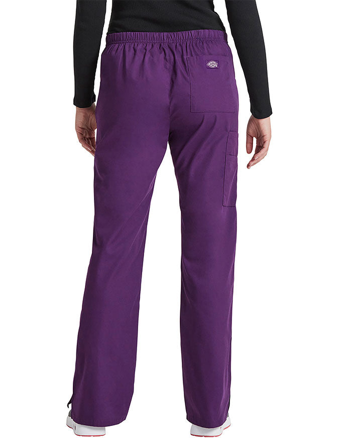 Dickies 30.5 Inch EDS Women's Drawstring Cargo Scrub Pant - Eggplant