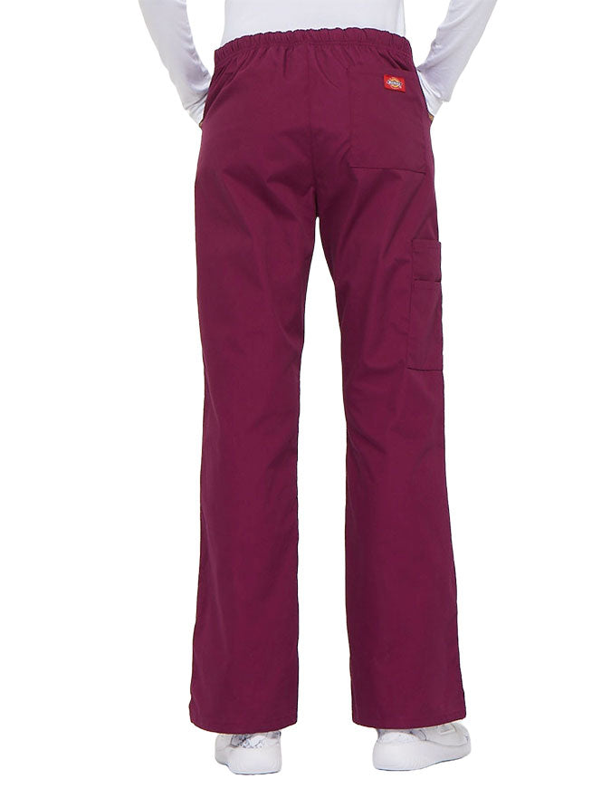 Dickies 30.5 Inch EDS Women's Drawstring Cargo Scrub Pant - Wine