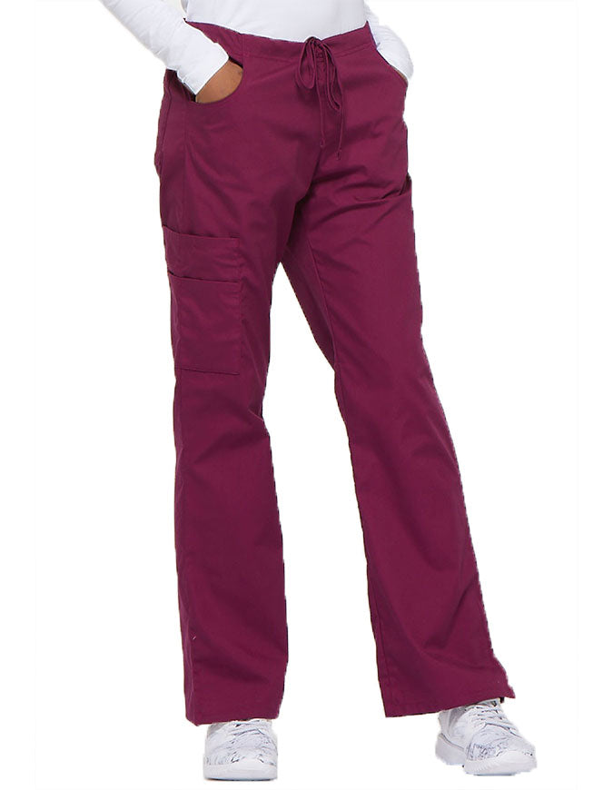 Dickies 30.5 Inch EDS Women's Drawstring Cargo Scrub Pant - Wine