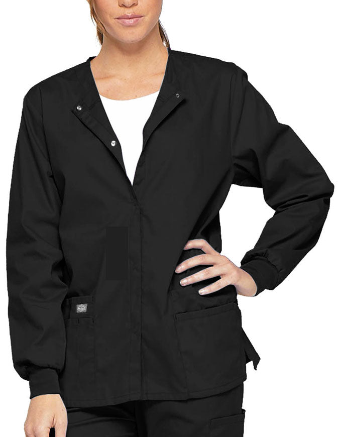 Dickies 28.5 Inch EDS Signature Women's Snap Front Warm-Up Jacket - Black