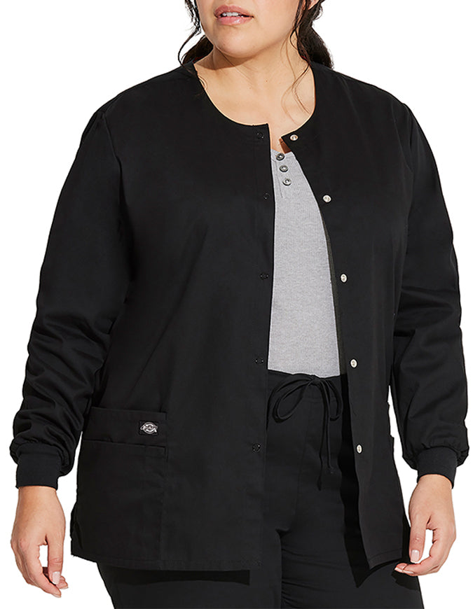 Dickies 28.5 Inch EDS Signature Women's Snap Front Warm-Up Jacket - Black