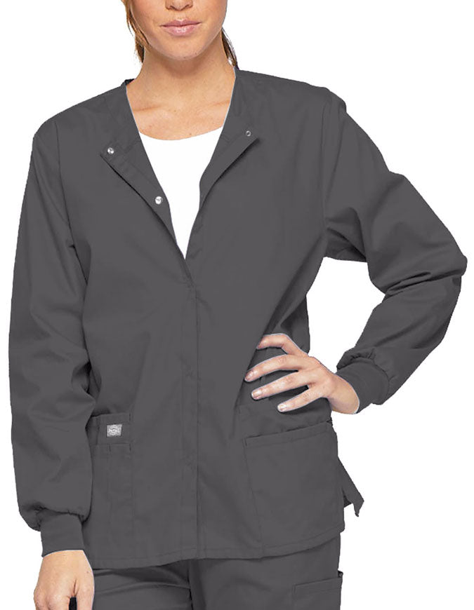 Dickies 28.5 Inch EDS Signature Women's Snap Front Warm-Up Jacket - Pewter