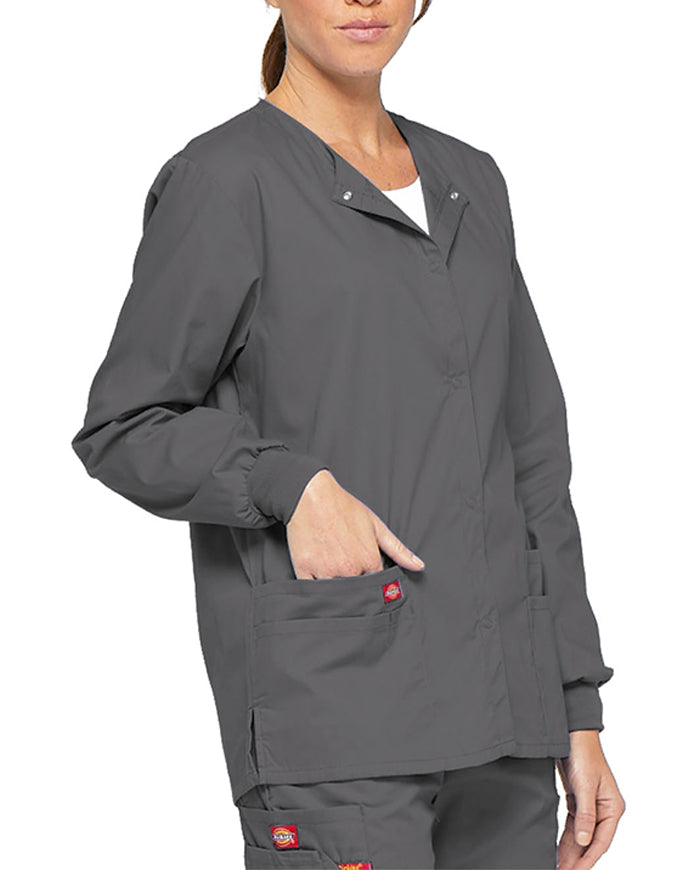 Dickies 28.5 Inch EDS Signature Women's Snap Front Warm-Up Jacket - Pewter