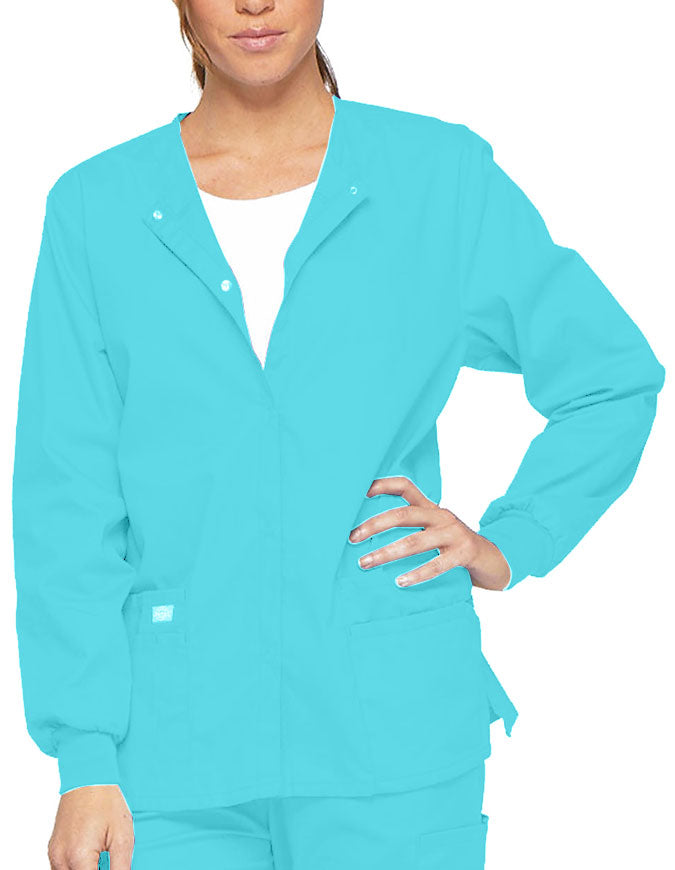 Dickies 28.5 Inch EDS Signature Women's Snap Front Warm-Up Jacket - Turquoise