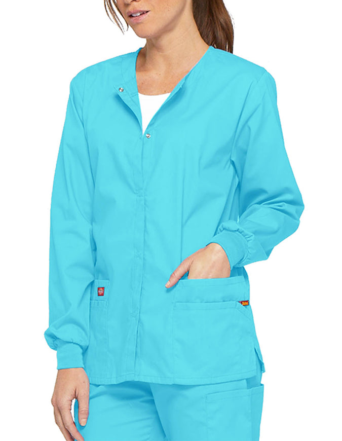 Dickies 28.5 Inch EDS Signature Women's Snap Front Warm-Up Jacket - Turquoise