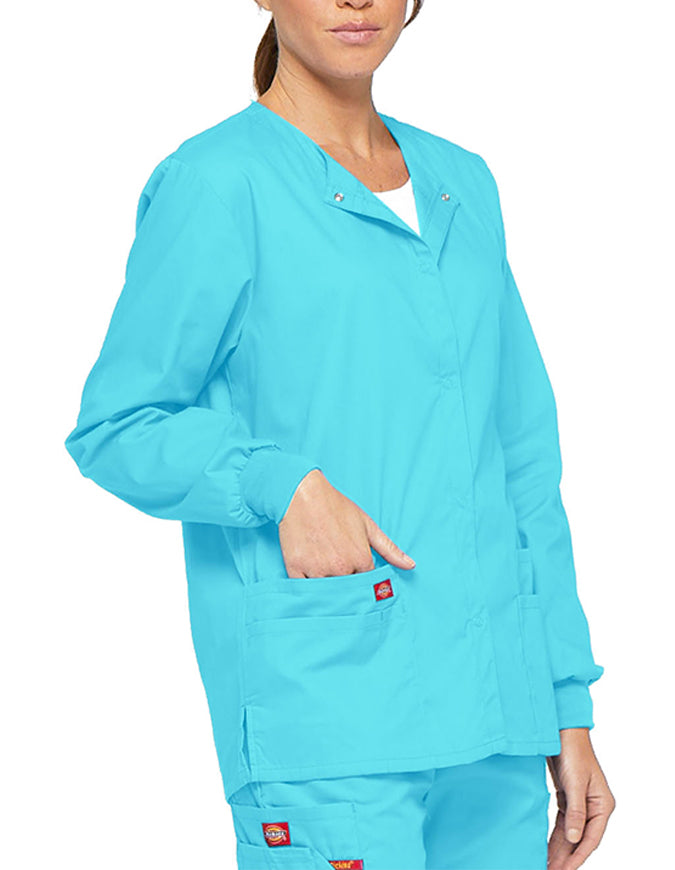 Dickies 28.5 Inch EDS Signature Women's Snap Front Warm-Up Jacket - Turquoise