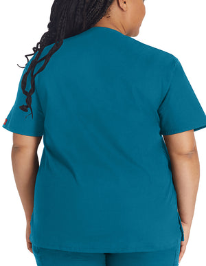 Dickies EDS 27 Inch Women's V-Neck Scrub Top - Caribbean Blue