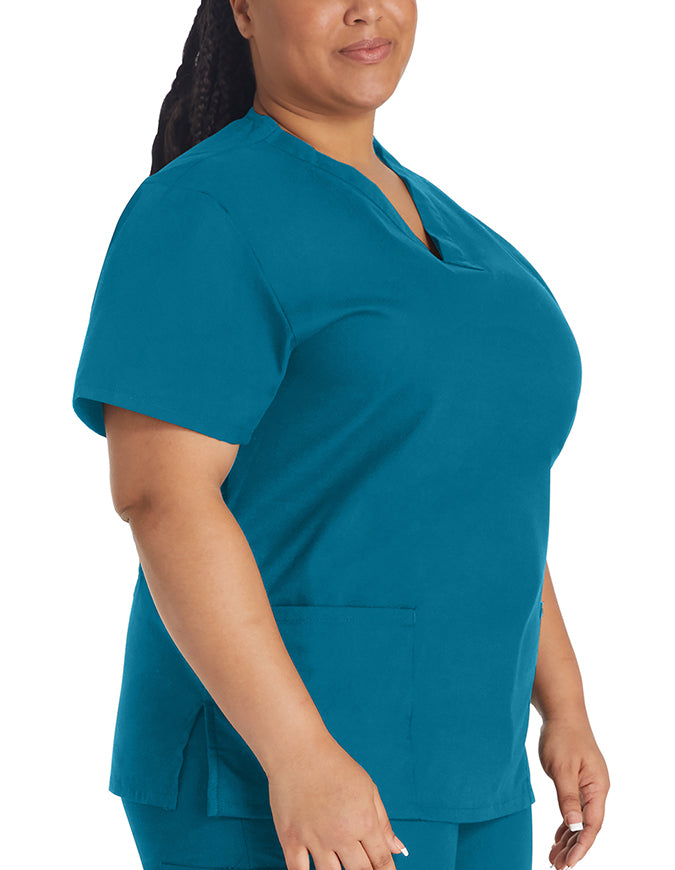 Dickies EDS 27 Inch Women's V-Neck Scrub Top - Caribbean Blue