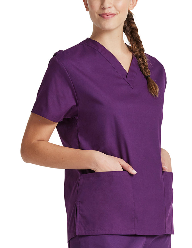 Dickies EDS 27 Inch Women's V-Neck Scrub Top -  Eggplant