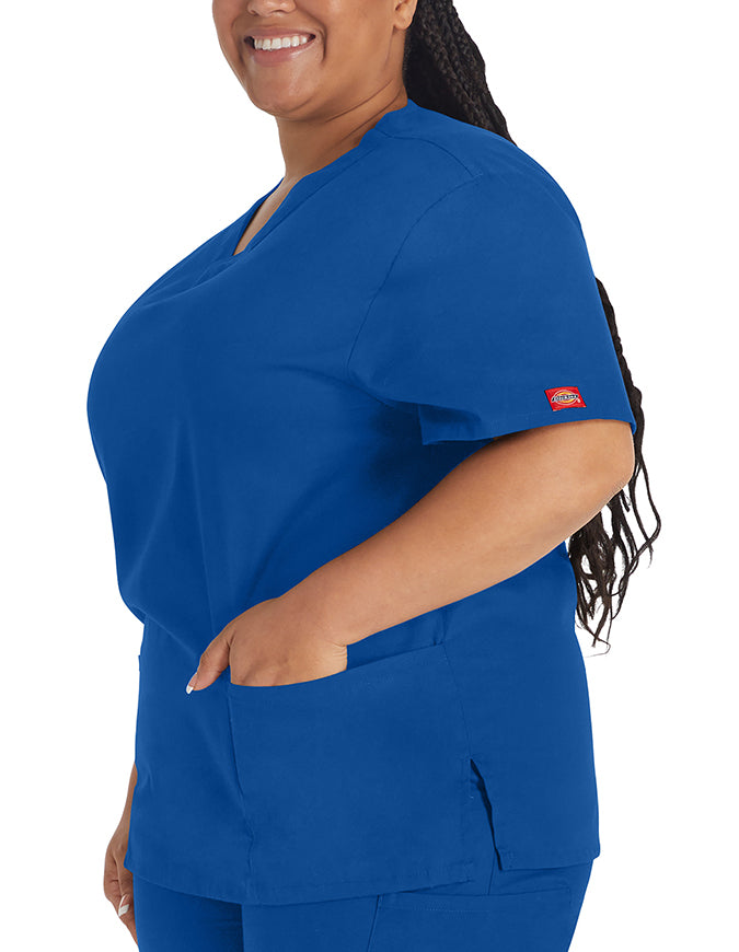 Dickies EDS 27 Inch Women's V-Neck Scrub Top Galaxy Blue