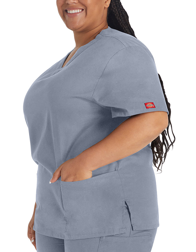 Dickies EDS 27 Inch Women's V-Neck Scrub Top Grey