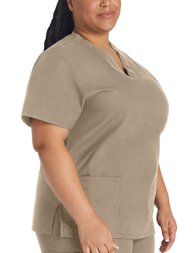 Dickies EDS 27 Inch Women's V-Neck Scrub Top Khaki